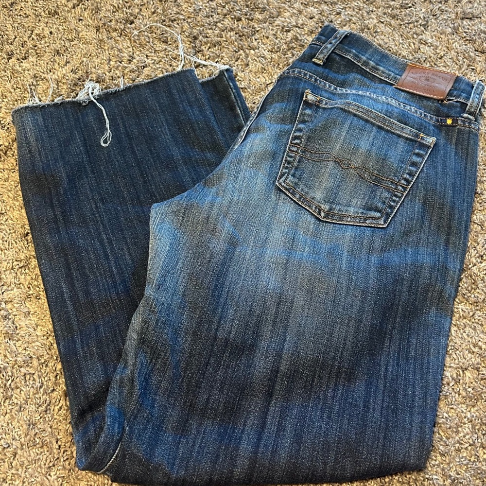 Lucky Brand Easy Rider Dark Wash Straight Leg Jeans Raw Hem Size 8 29 Regular